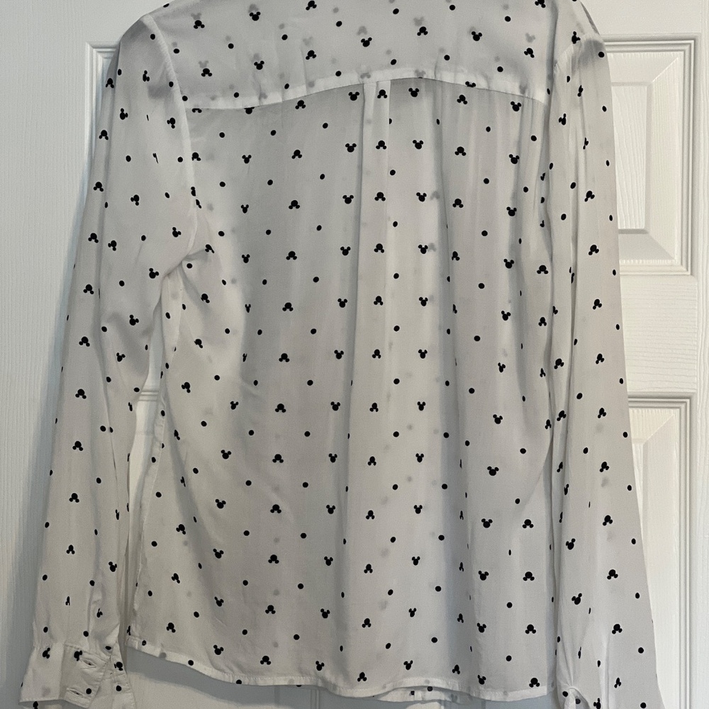 Disney Blouse with Mickey Heads and Polka Dots with Black Tie - Picture 3 of 5